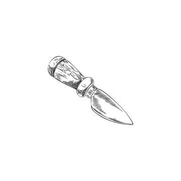 Vector sketch of kitchen knife with wooden handle, hand drawn illustration. Illustration