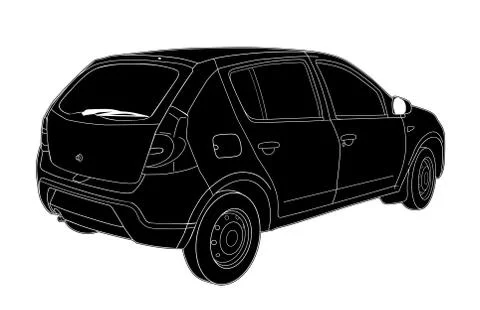 Vector sketch of modern car technical draw Stock Illustration