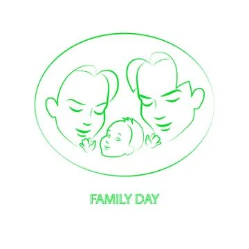 Vector sketch mom and dad holding a small child Stock Illustration