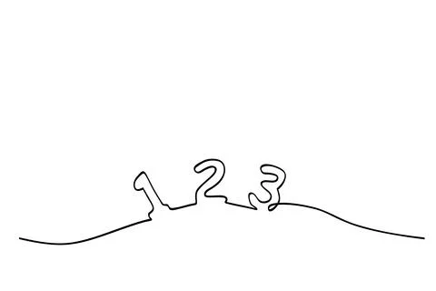 Vector sketch number 1 2 3, single line for design element Stock Illustration