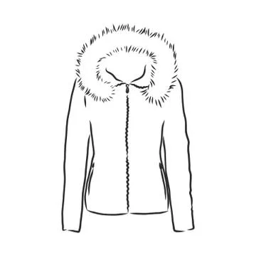 Vector Sketch Parka Jacket. Winter Outerwear. warm jacket, vector sketch illu Ilustración de archivo