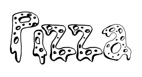 Vector sketch of  pizza text isolated on white background Stock Illustration