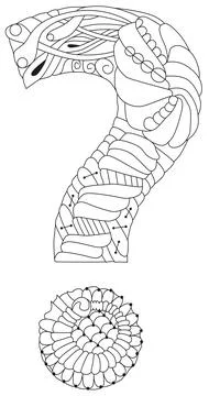 Vector Sketch Question Mark. Vector illustration for coloring. Illustrazione stock