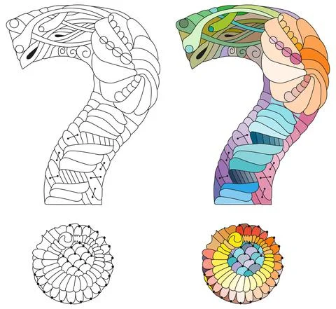 Vector Sketch Question Mark. Vector illustration for coloring. Illustrazione stock