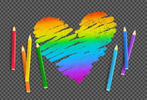 Vector sketch of rainbow colored heart 库存插图