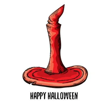 Vector sketch red halloween witch hat isolated on white 스톡 일러스트