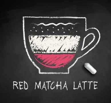 Vector sketch of Red Matcha Latte Stock Illustration