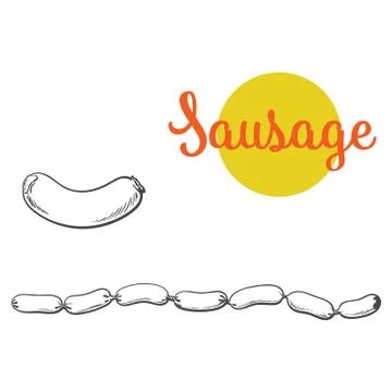 Vector sketch sausages chain isolated illustration Stock Illustration