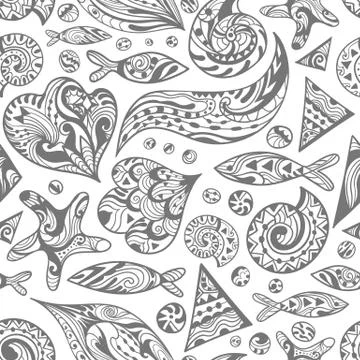 Vector Sketch Sea Pattern Stock Illustration