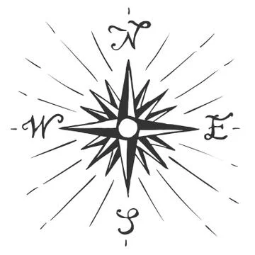 Vector sketch sign Wind rose Stock Illustration