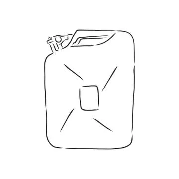 Vector Sketch Single Jerry Can. fuel canister, vector sketch illustration Stock Illustration