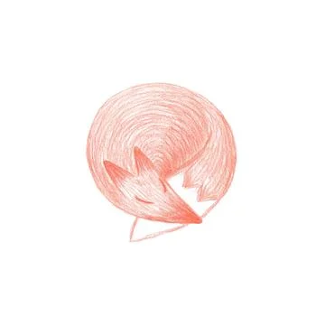 Vector sketch sleeping red fox Stock Illustration