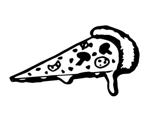 Vector sketch of slice of pizza isolated on white background Illustrazione stock