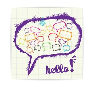 Vector sketch speech bubble Illustrazione stock