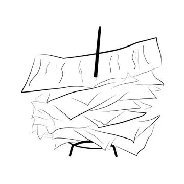 Vector Sketch Stack of Paper Payment Receipt, isolated on white Illustrazione stock