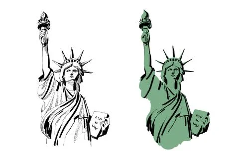 Vector sketch of Statue of Liberty New York of USA in illustration Stock Illustration