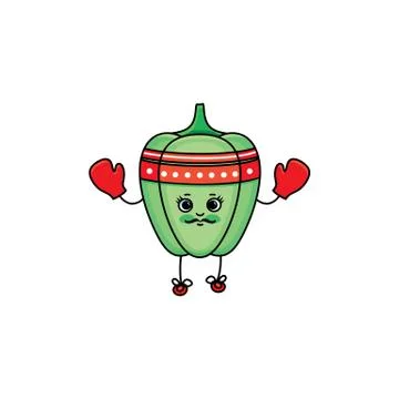 Vector sketch strawberry boxing in gloves Stock Illustration