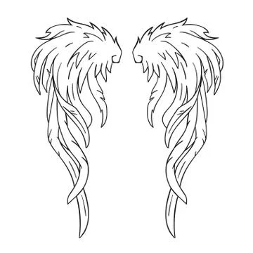 Vector sketch of two big white wing. Illustrazione stock