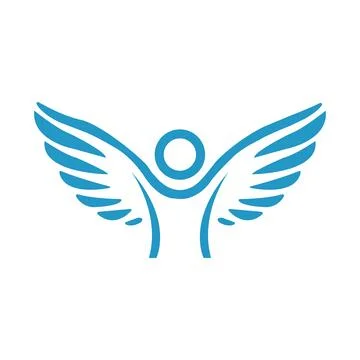 Vector sketch of two big wings logo design simple man blue logo design Stock Illustration