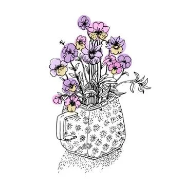 Vector sketch of the wildflowers Stock Illustration