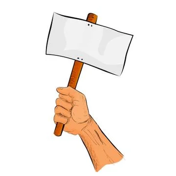 Vector Sketchy Illustration flat color hand holding blank plank Stock Illustration