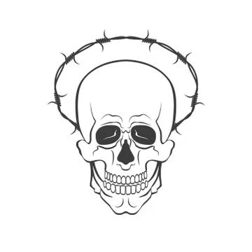 Vector skull with barbed wire concept illustration イラスト素材