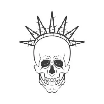 Vector skull with barbed wire symbol. Freedom concept illustration イラスト素材