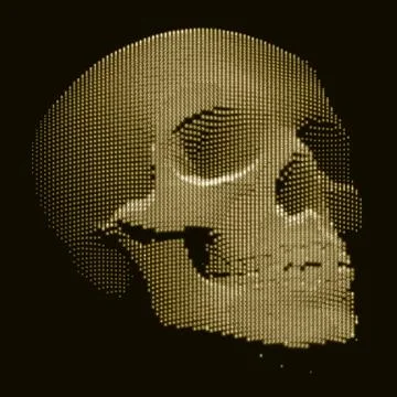 Vector skull constructed with random numbers. Internet security concept illus Illustrazione stock