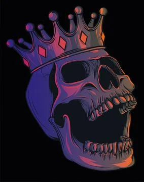 Vector skull with crown on black background Stock-Illustration