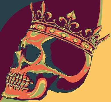 Vector skull with crown on white background Stock Illustration