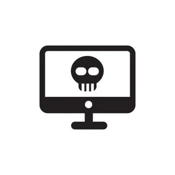 Vector skull danger on desktop sign Stock Illustration
