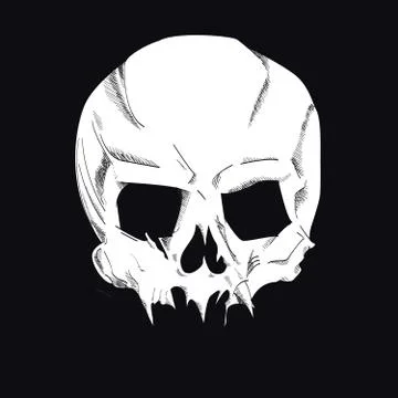 Vector skull isolated on black Illustrazione stock