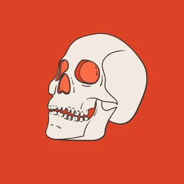 Vector skull isolated on red background Stock Illustration