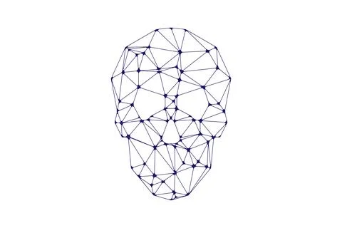 Vector skull made of connected lines and dots resembling a digital network... Stock Illustration
