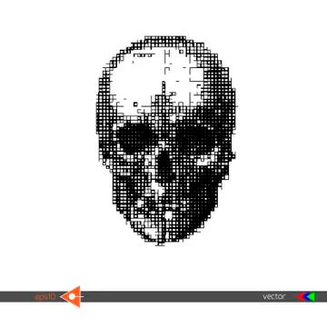 Vector Skull Square, mosaic, pixels on white. Symbol, head, concept 스톡 일러스트