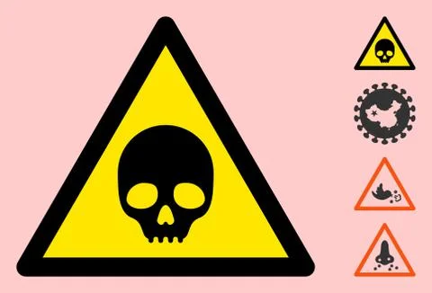 Vector Skull Warning Triangle Sign Icon Stock Illustration