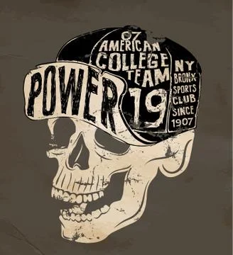 Vector Skull wearing hat Stock Illustration