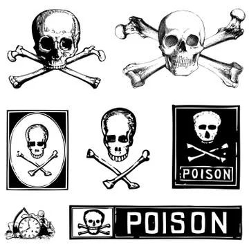 Vector skulls crossbones and poison clipart Иллюстрация