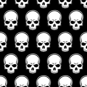 Vector Skulls - Seamless Looped Pattern Stock Illustration