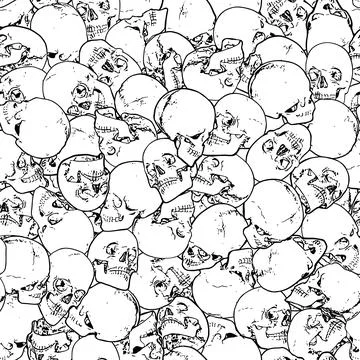 Vector skulls seamless pattern background. Stock Illustration