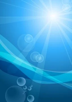 Vector : Sky beam and flare with underwater and bubble Stock Illustration