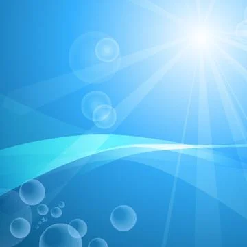 Vector : Sky beam and flare with underwater and bubble Stock Illustration