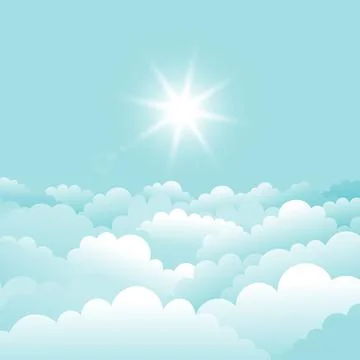 Vector sky With clouds and sun. Sweet color background Illustrazione stock