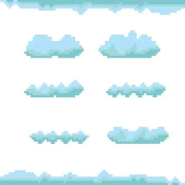 Vector sky with clouds pixel art background イラスト素材