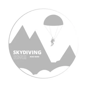 Vector skydivind sign with jumper and mountain landscape イラスト素材