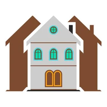 Vector skyscraper building icon - office and apartment building illustration. Ilustración de archivo