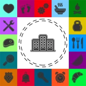 Vector skyscraper building icon - office and apartment building illustration Ilustración de archivo