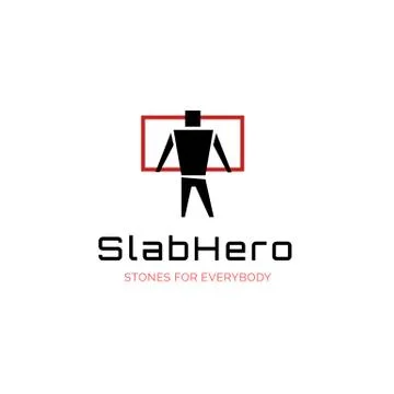 Vector slab company  logo with hero man and slab stone, rock store company sy Stock Illustration
