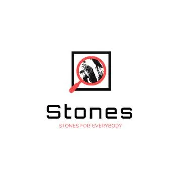 Vector slab company  logo with marble texture and magnifier, rock store symbo Stock Illustration
