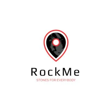 Vector slab company  logo with marble texture and map pin, rock store symbol  Stock Illustration